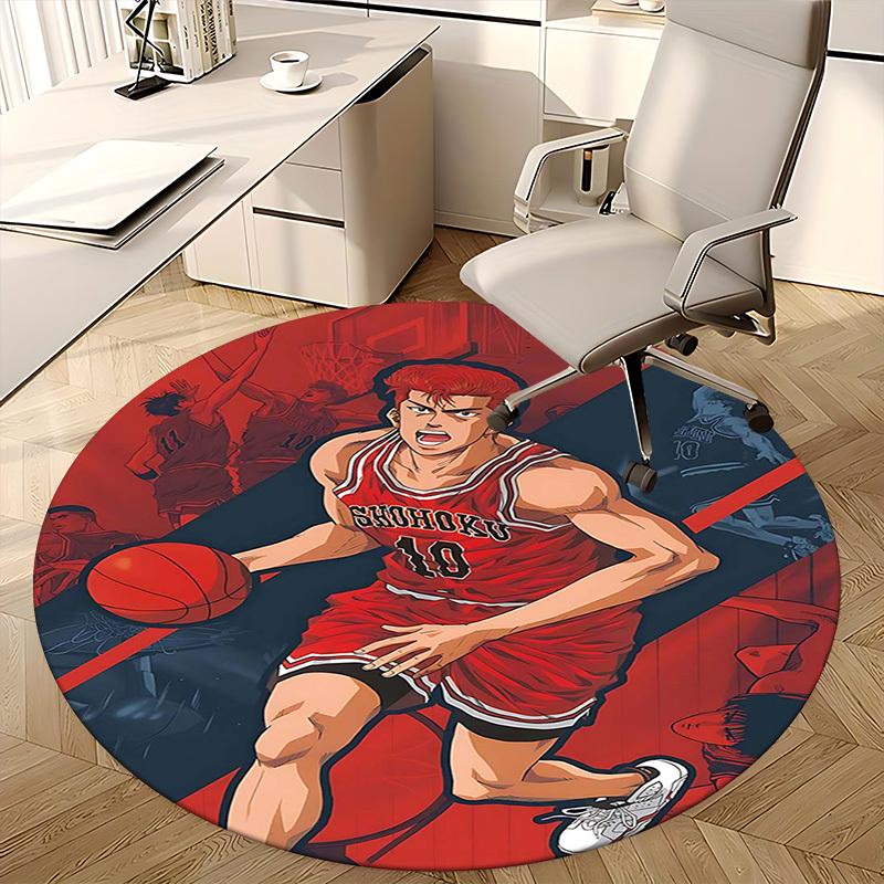 1pc Slam Dunk Anime Design Round Carpet - Shohoku 10 Chair Mat for Office, Home Decor