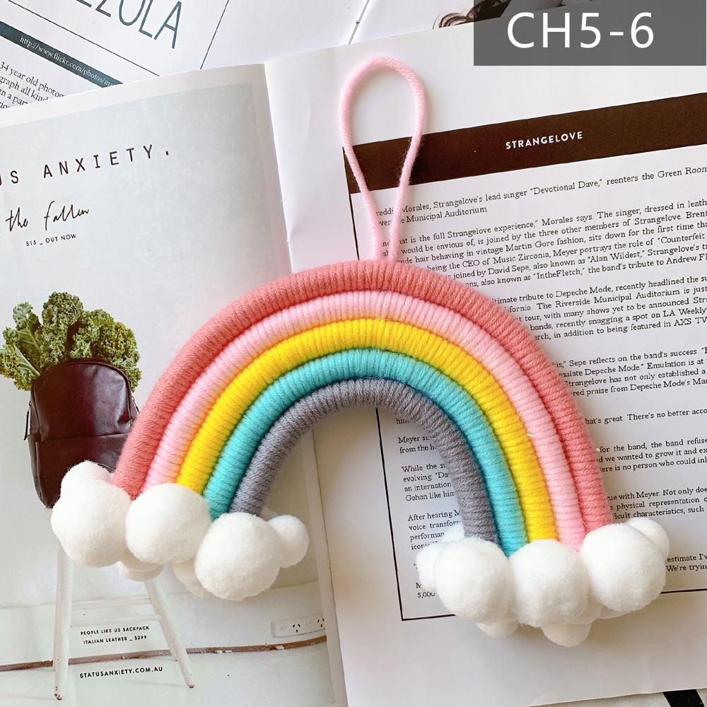 Nordic Style Woven Cloud Rainbow Hanging Ornaments - Children's Room Wall Decor Pendant