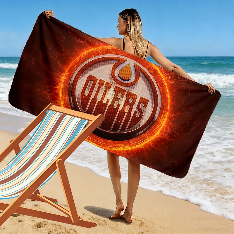Edmonton Oilers Print Beach Towel, Large Soft Quick Dry Towel for Beach Camping Swimming