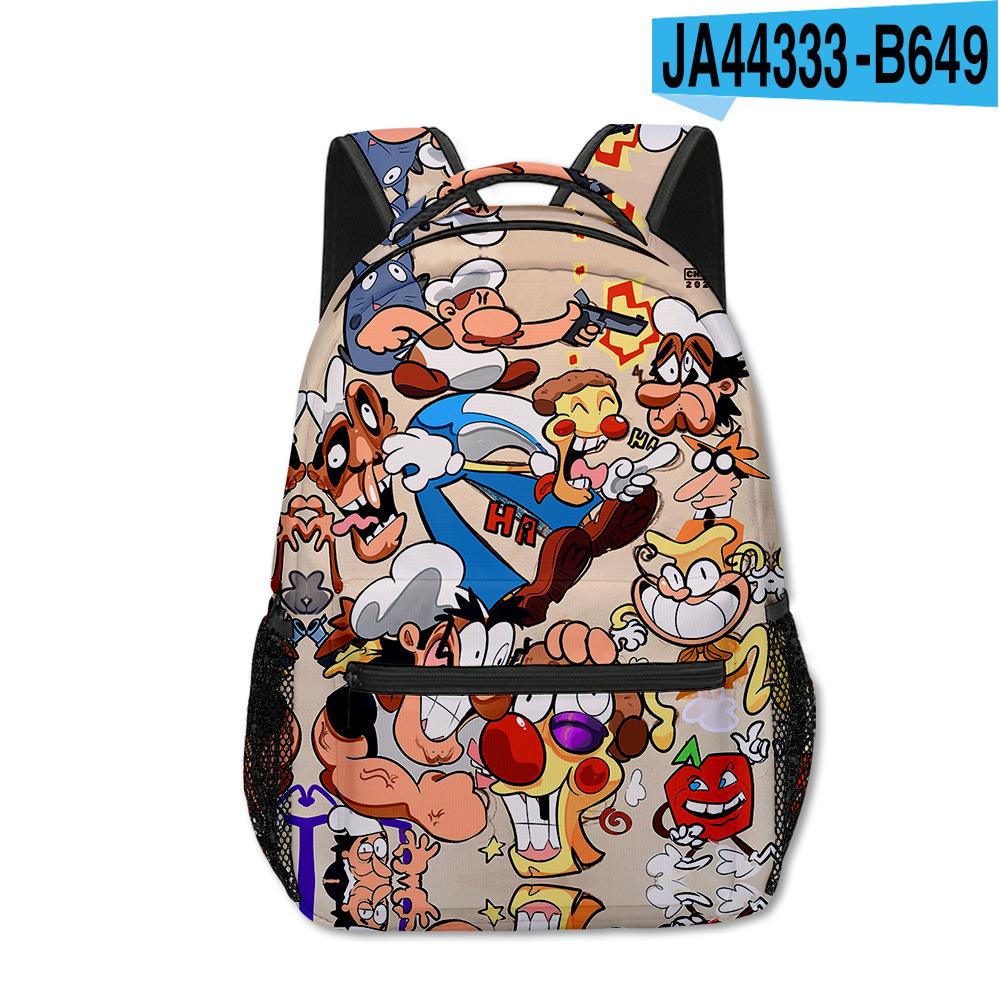 Kpop Jugendliche Schultaschen Unisex Pizzaturm Pfeffermann Reisetaschen 3D-Druck Oxford Wasserdicht Notizbuch Schulterrucksäcke