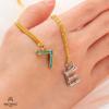Mezmic Korean Consonant Pendant G - 18K Yellow Gold Plated Blue Cz
