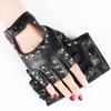 New PU Leather Half Finger Gloves Hip Hop Punk Fingerless Motorcycle Gloves Rivet Evening Prom Decor Women