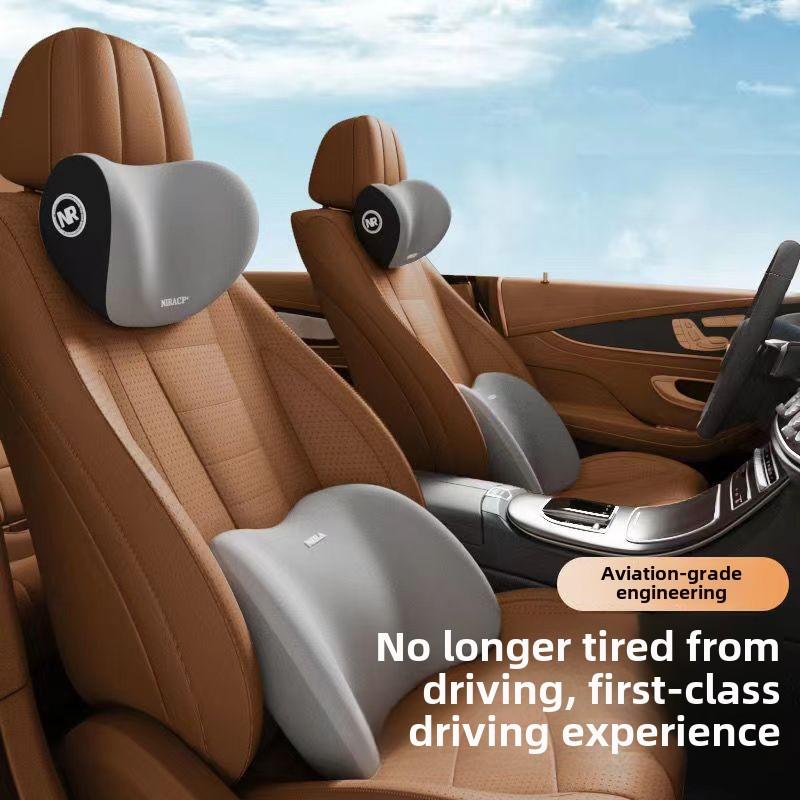 Ergonomic Car Seat Cushion Set with Neck Support and Lumbar Pillow for Driving Comfort and Back Relief