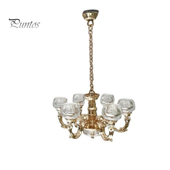 

Лампа для кукольного домика с самоклеящимся клеем на спине, сплав 1:12 магнитных 6 головок, потолочный светильник, модель игрового домика, игрушечный реквизит для фотосъемки золотистый