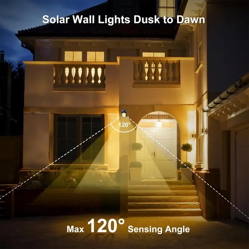 Outdoor Solar Tungsten Light with Motion Sensor Wall Lamp 3 Modes Smart Light Control Solar Lights for Patio Garden Porch Decor