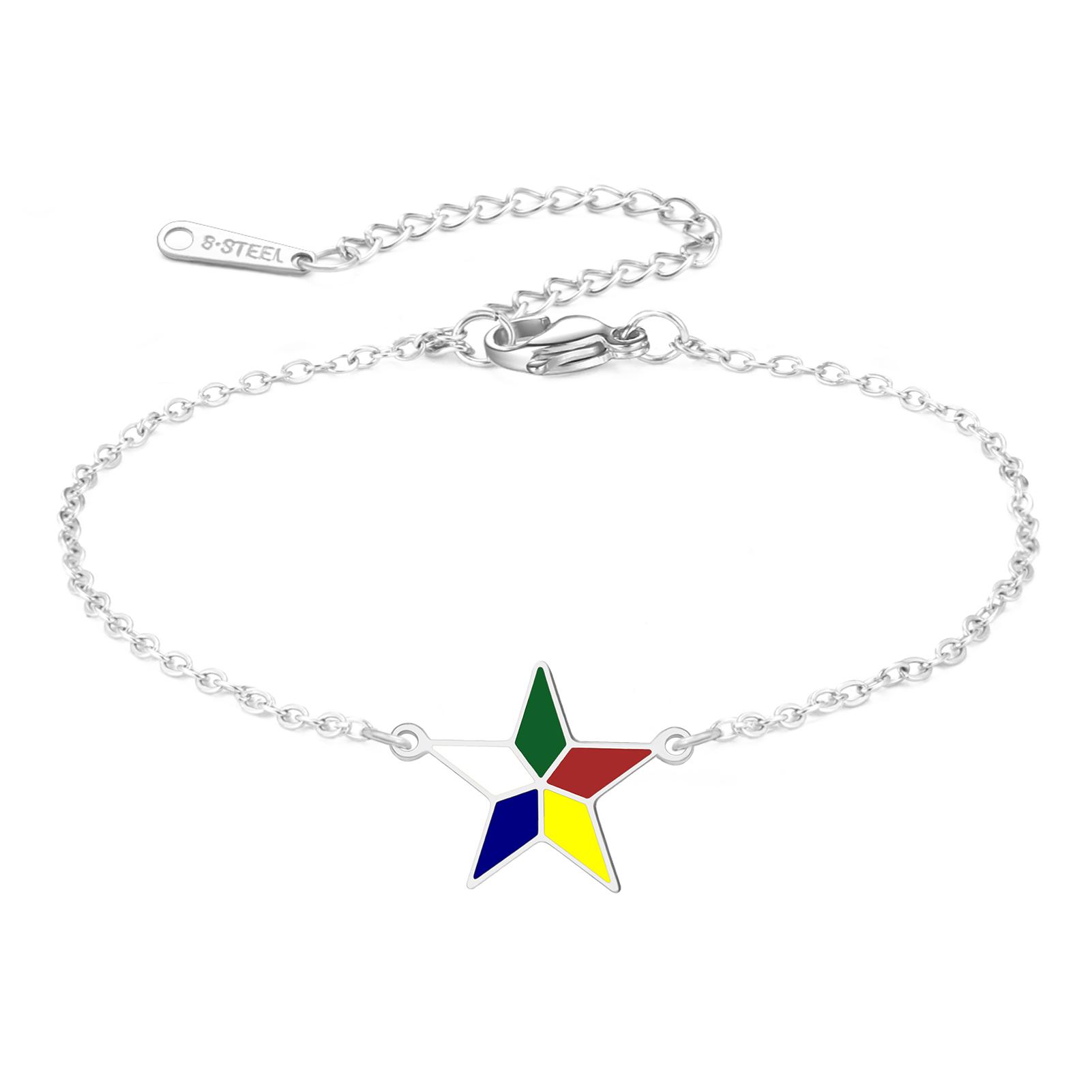 Oil Drop Druze Star Bracelet Stainless Steel Druze Star Adjustable Rope For Women Men Jewelry Gift 17cm