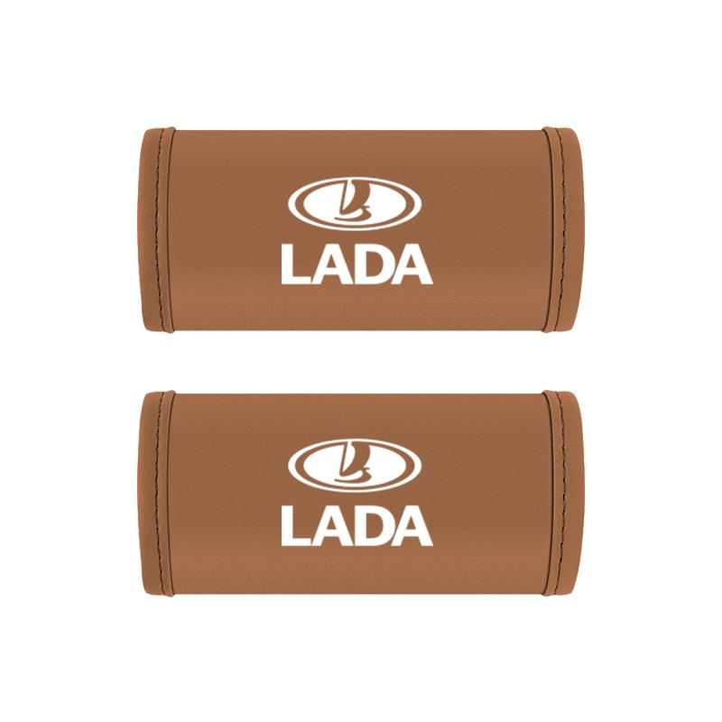 AVY1 2Pcs Car Anti Slip Pull Glove Car Interior Leather Handle Protector Cover For Lada Priora Niva 2107 Largus 2106 Granta Kalina