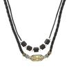 Retro Punk Style Men's Wax Rope Pendant Necklace & Beaded Bracelet Set