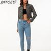 BITCED Spring/Autumn Lightweight Leather Jacket for Women Multi-Pocket Cardigan Style Casual Jacket Fashionable Trendy Everyday Outerwear