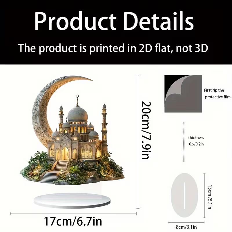 Mekka Moschee Desktop-Dekoration Halbmond und Islamische Architektur Geeignet für Zuhause, Wohnzimmer Ramadan Geschenke Religiöse Deko