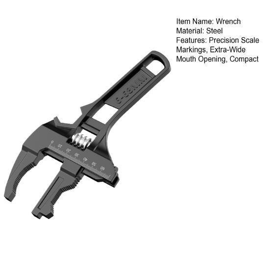 Chiave Inglese Regolabile Segni di Scala di Precisione Apertura Extra Larga da 68 mm Manico Corto Chiave per Riparazioni Automobilistiche Utensile Multiuso