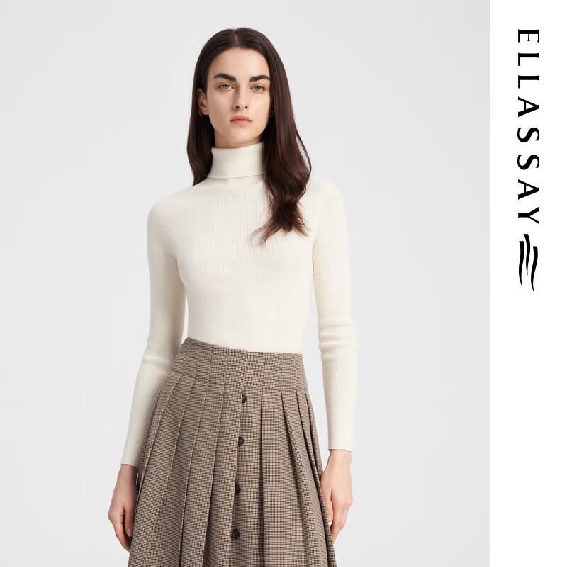 

ELLASSAY Women s Merino Wool Stand-Up Collar Knit Sweater M