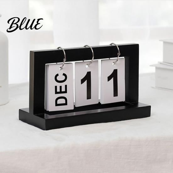 Desktop Calendar with Ornament Decor Metal Perpetual Solid Wood Iron Ring Rust-Resistant Wooden Rust-resistant