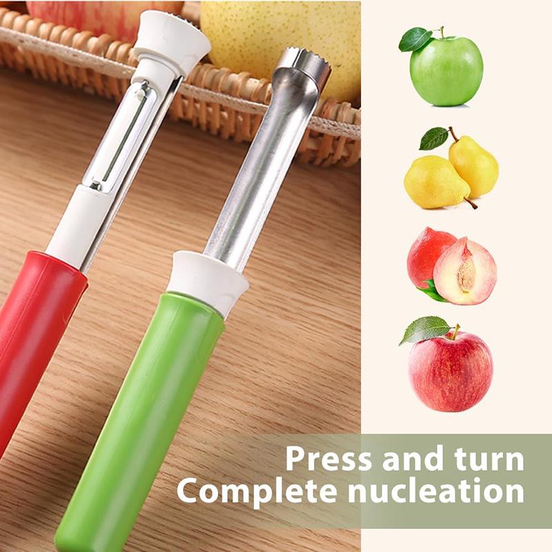2in1 Stainless Steel Fruit Corer Peeler Telescopic Fruit and Vegetable Peeling Machine Apple Seed Remover Apple Corer and Peeler