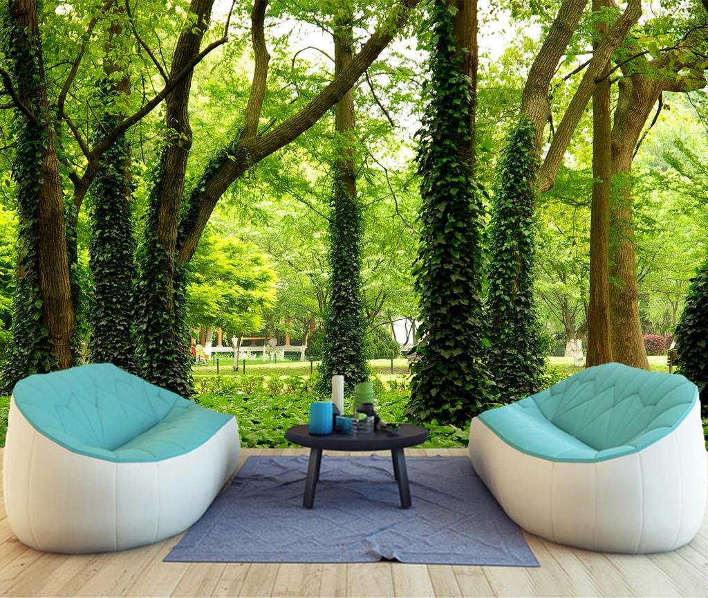 Green Park Forest Wall Mural Tall Trees Nature Landscape Wallpaper Home Decor