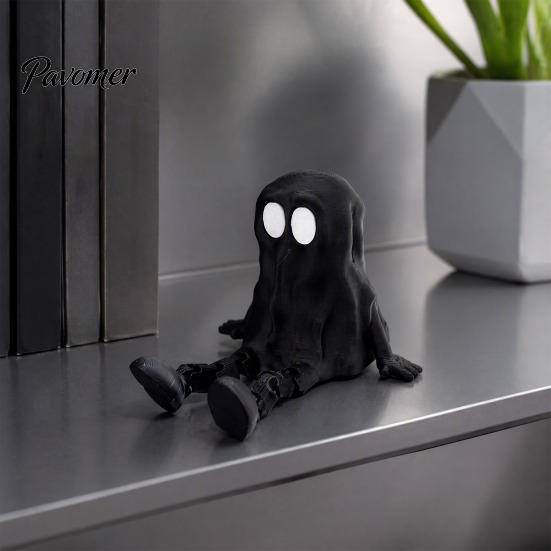 Desktop Ornament for Halloween 3D Printed Articulated Ghost Figurine, Movable Joint Toy, Funny Hooded Small Portable Figurine Decor, Unpainted