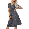 Women's Dresses Casual Small Floral Printed V-Neck Short Sleeve Dresses