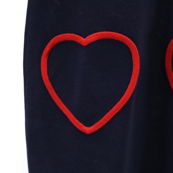 YVES SAINT LAURENT Short sleeve one piece M Navy system Heart Pocket Women Used