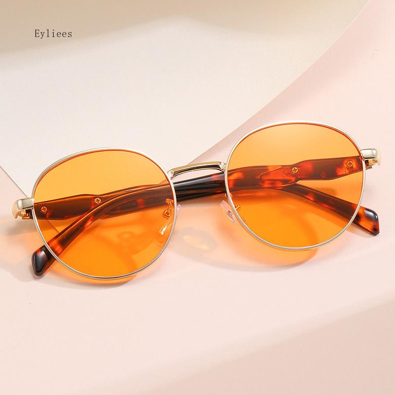 Ins Vintage Round Punk Sunglasses Women Fashion  Gradient Shades Eyeglasses Men Trending Metal Sun Glasses UV400