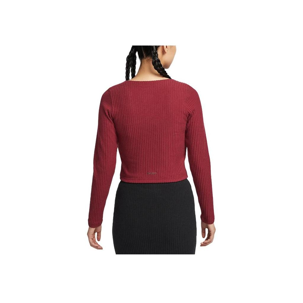 Nike Sportswear Chill Rib Snake Welcome Series Slim Fit Zipper Comfortable Fashion Versatile Soft Knit Top Women Tops Team-Red HV8459677