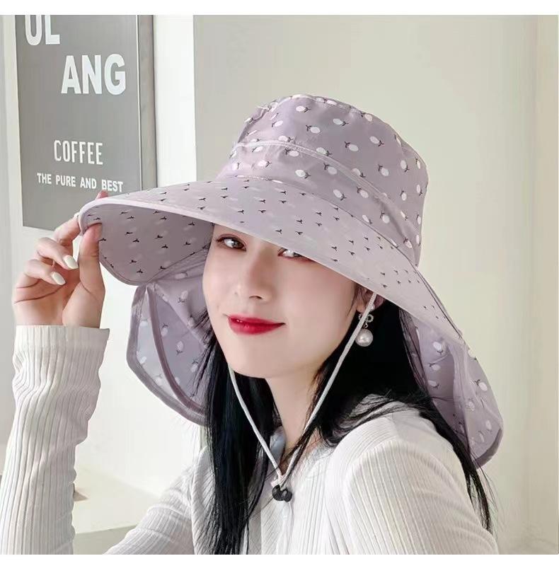 Sunscreen hat women's new summer hat face covering sun hat face mask cool hat UV protection tea picking cycling sun hat