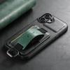 SUTENI H13 For iPhone 16 Case Card Holder Wristband Waxy Texture Leather+TPU+PC Cover