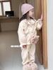 2025 New Children's Fleece-Lined Pajama Set: Girls' Lace Cardigan Homewear for Autumn and Winter