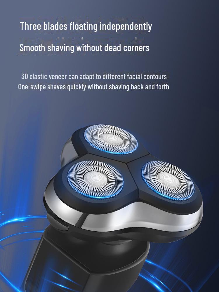 Aparat de bărbierit electric inteligent Cross-Border pentru bărbați: Cap plutitor cu trei lame, reîncărcabil prin USB, complet lavabil.