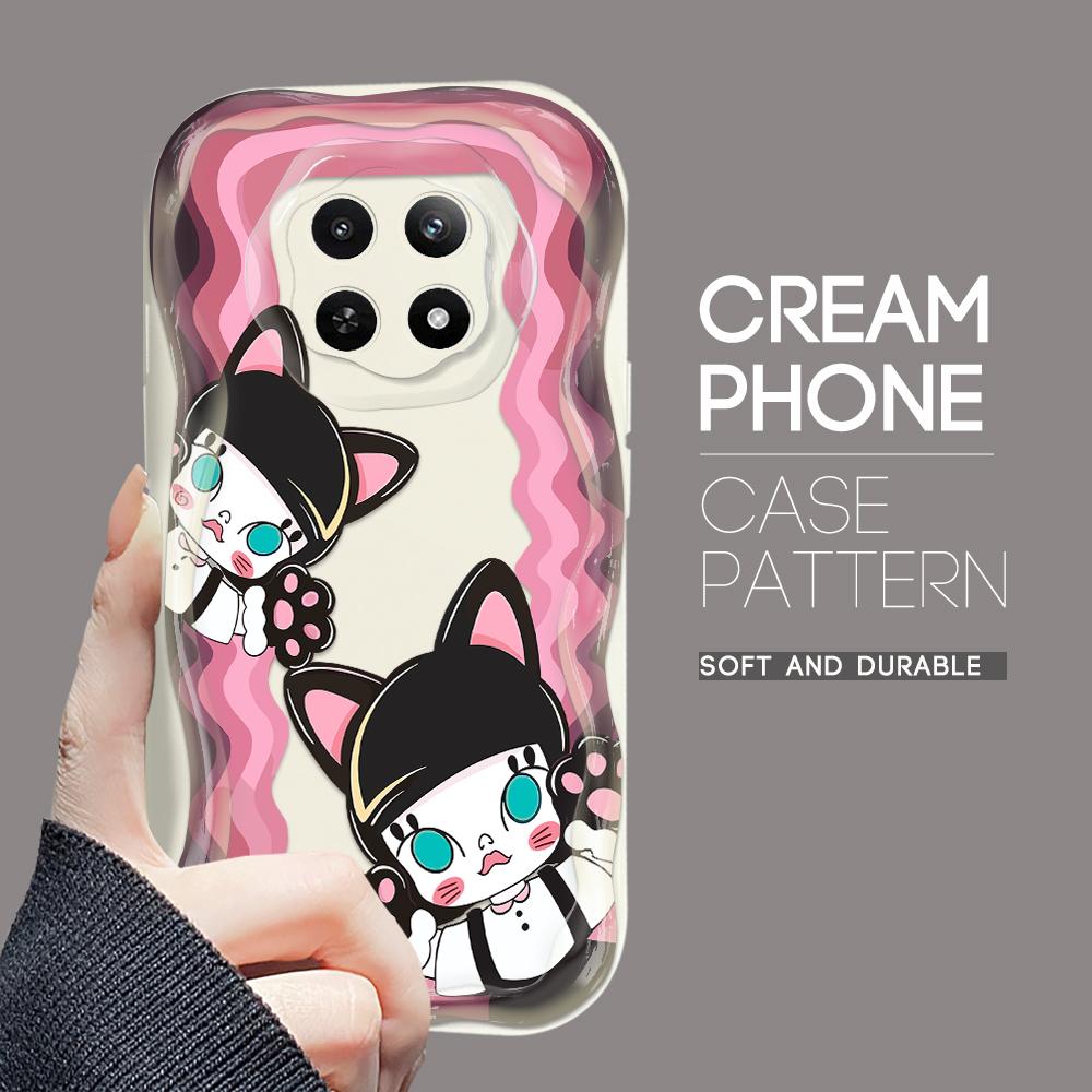 Cartoon Pattern Cream Texture Casing Wavy Edge Soft Silicone Cover Phone Case for OPPO Reno Realme OnePlus Vivo