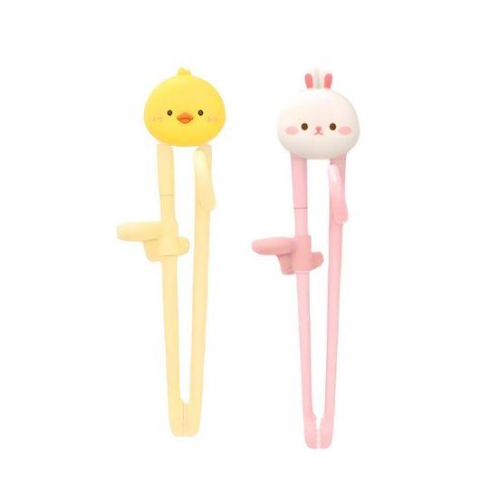 Edison Friends Toddler Training Chopsticks 2-Piece Set - Right-Handed Yellow+Pink