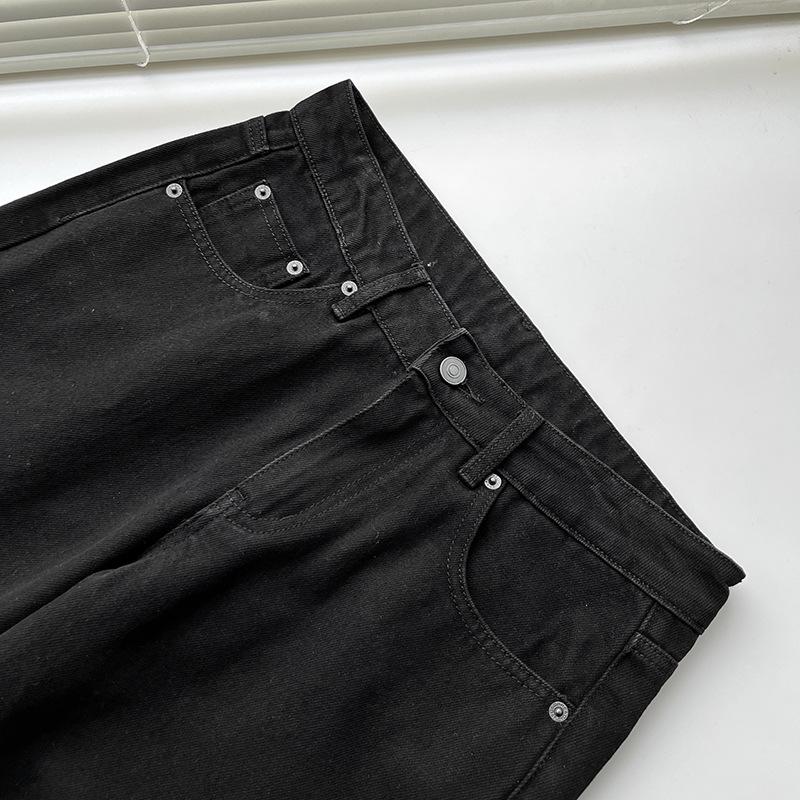 

Black Wide-Leg Mid-Waist Casual Jeans for Women XS