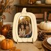 Unfinished Wood Photo Holder Wooden Pumpkin Frame, Halloween Thanksgiving DIY Paintable Craft for Kids, Blank Kids Picture Holder, Fall Harvest
