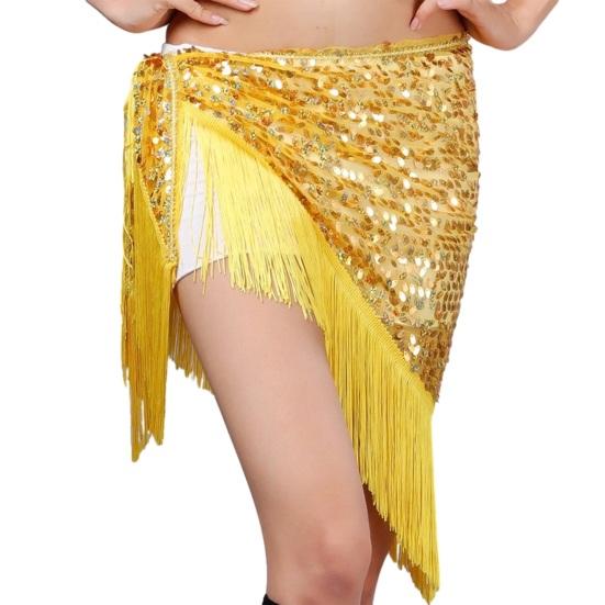 Dámský hip šátek na břišní tance s třásněmi a flitry Trojúhelníkový wrap sukně Pasový řetízek Kostým pro vystoupení na hudebním festivalu