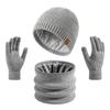 Warm Knit Hat Scarf Gloves Set Women Men Winter Outdoor Cycling Thermal Headwear Three Piece Accessory