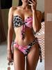 Europäisches & Amerikanisches Trägerloses Bedrucktes Zweiteiliges Bikini-Set - Sexy Netz-Badeanzug für Damen
