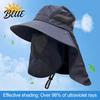 Breathable Mesh Face Mask Hat Sun Hats for Men UV Protection Fishing with Neck Flap & Mask Full Coverage Wide Brim Bucket Hat Foldable Summer