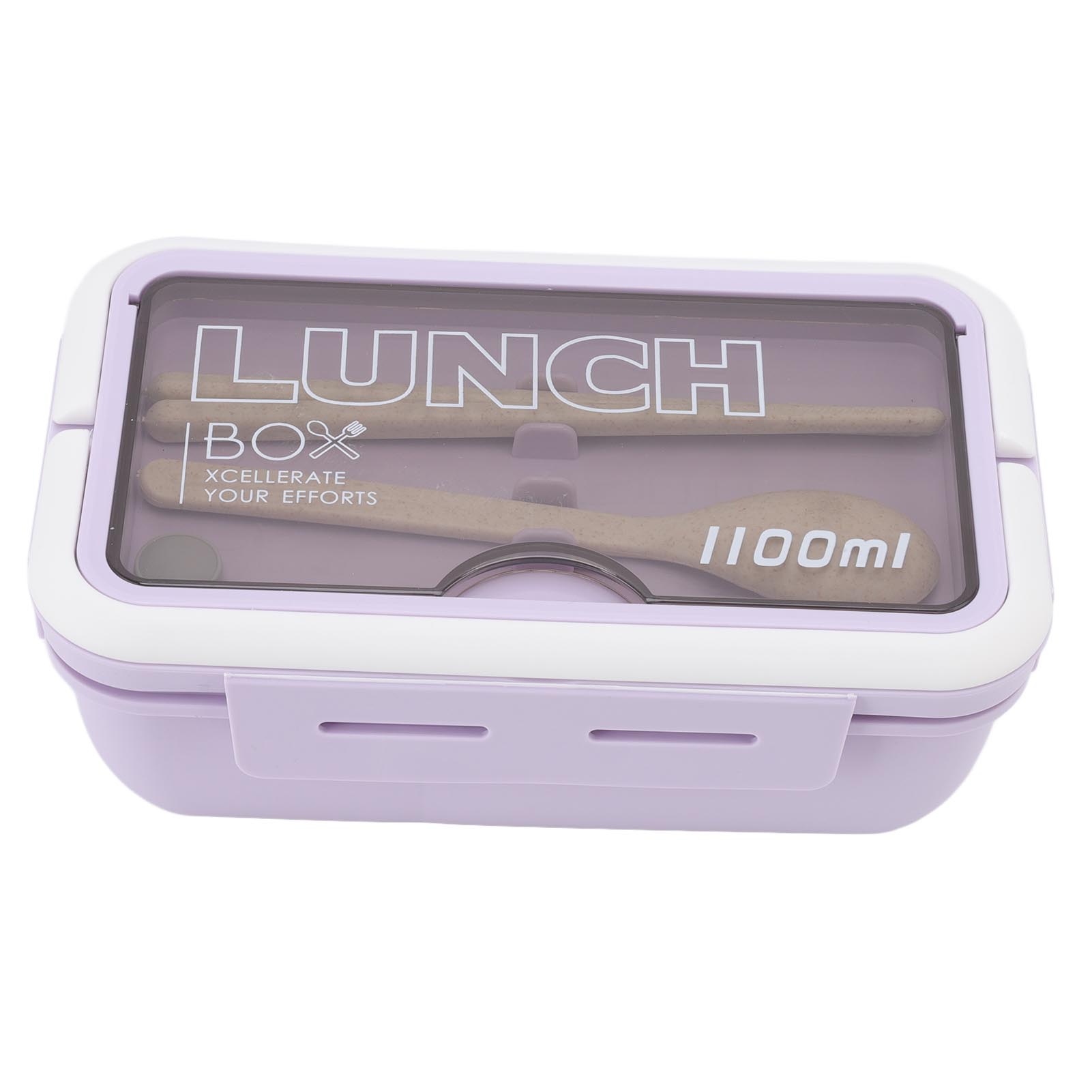 Compartment Lunch Box 2 Compartments 1100ml Loveliness Adult Bento Box with Spoon Chopsticks for Office School Purple L 890₽