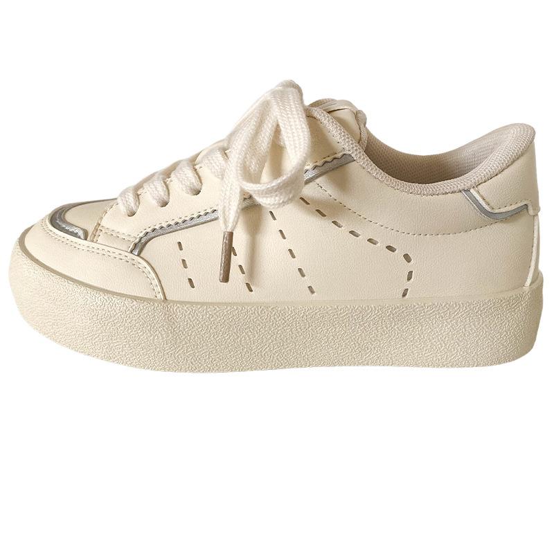 

B-9395 латексная стелька/толстая подошва туфли женские туфли весна 2025 новые кожаные белые туфли универсальные туфли для хлеба 40 бежевый