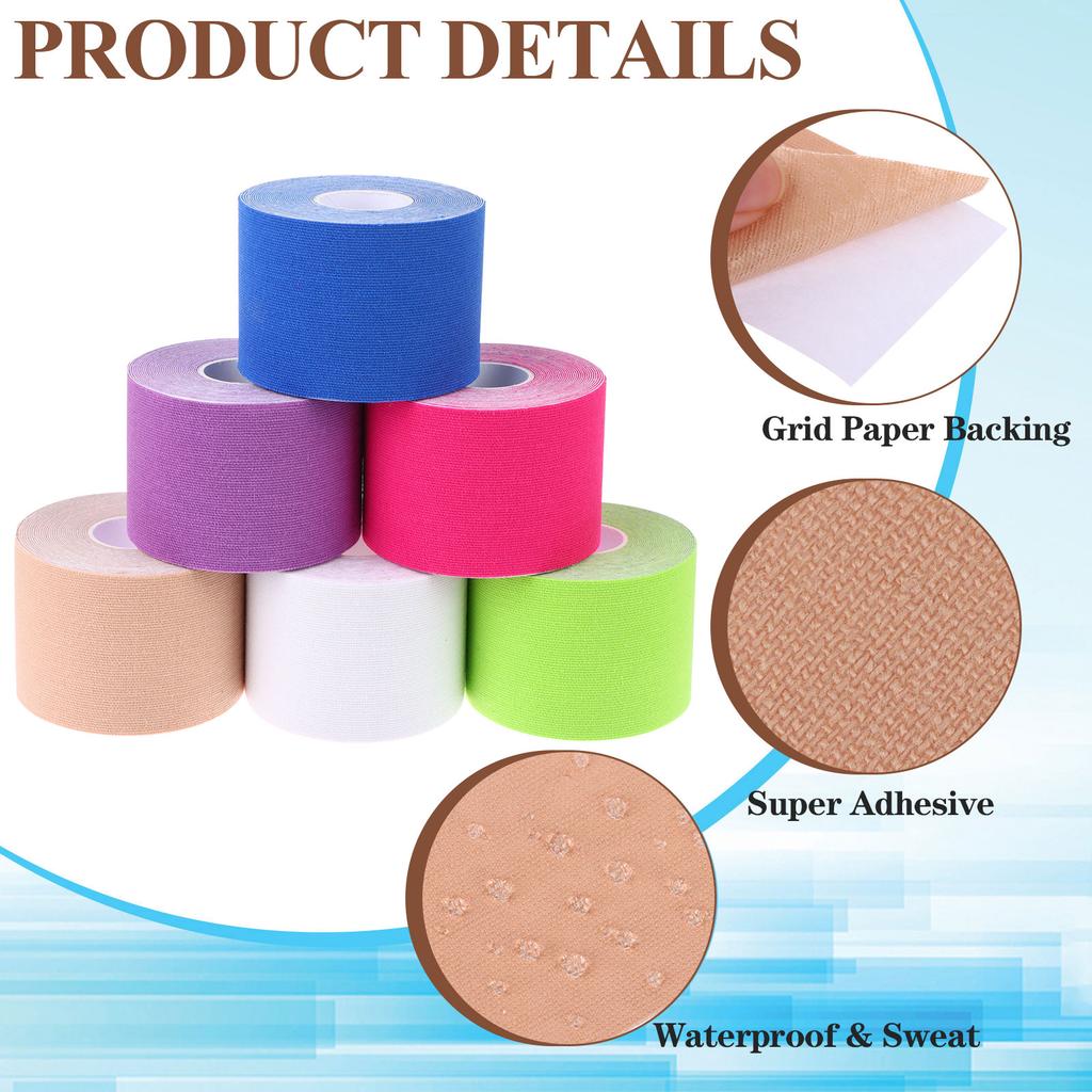6 Rollen Kinesio-Taping Wasserdichtes Sporttape Atmungsaktives Elastisches Sport-Physio-Tape Für Muskel Ellenbogen Knie Schulter Knöchel Pai