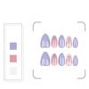 24 Pcs White Flowers Artificial Nail French Tip Press On Nail Almond Shape Stick On Nail Purple False Nail for Party