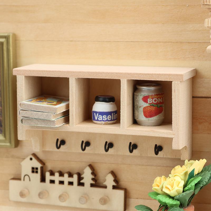 1/12 Dolls House Accessories Dollhouse Simulation Mini Wall Shelf Hanging Rack Model Dollhouse Living Furniture Decoration