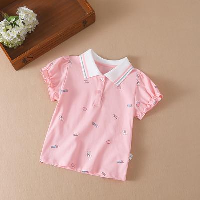 Baby Mädchen Sommer Hemd 2024 Neue Kinder Baumwolle Kurzarm Kleidung Kinder Polo T-shirt Baby Drehen-unten Kragen Kleidung