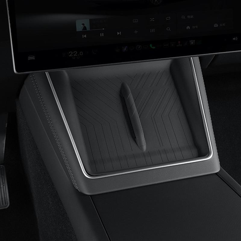For Tesla Model Y L YL 2026 2025 Center Console Wireless Charging Pad Protect Mat Cover Dashboard Storage Tray ETC Phone Holder