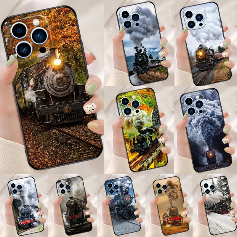 Vintage Steam Train Railway Phone Case For iPhone 17 16 Pro Max 17 Air 16E 13 12 Mini 14 15 Plus 11 Pro Max Back Cover