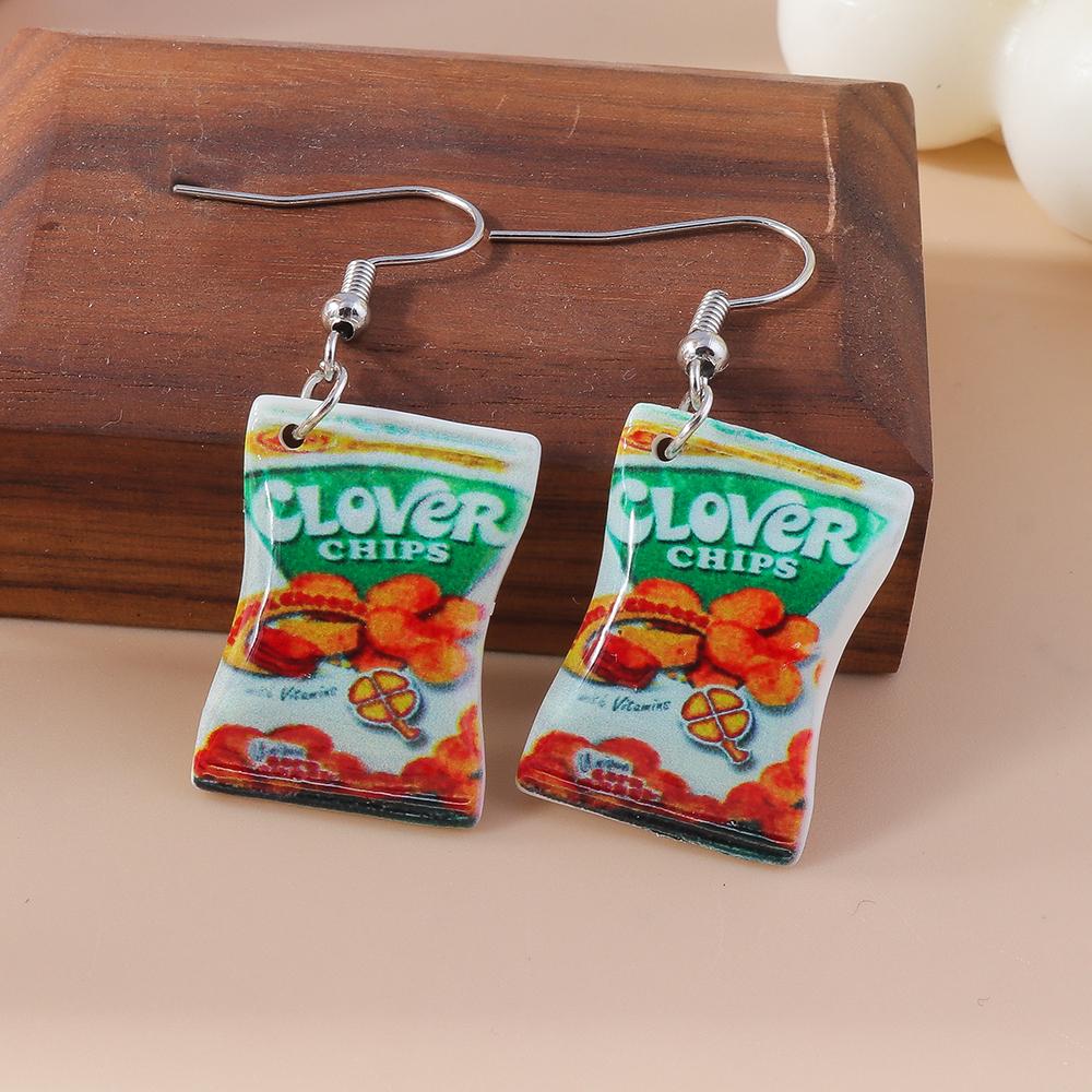 Fashion Women Girls Earrings Cute Resin Simulated Food Snacks Potato Chips Earrings Handmade Party Jewelry Gifts