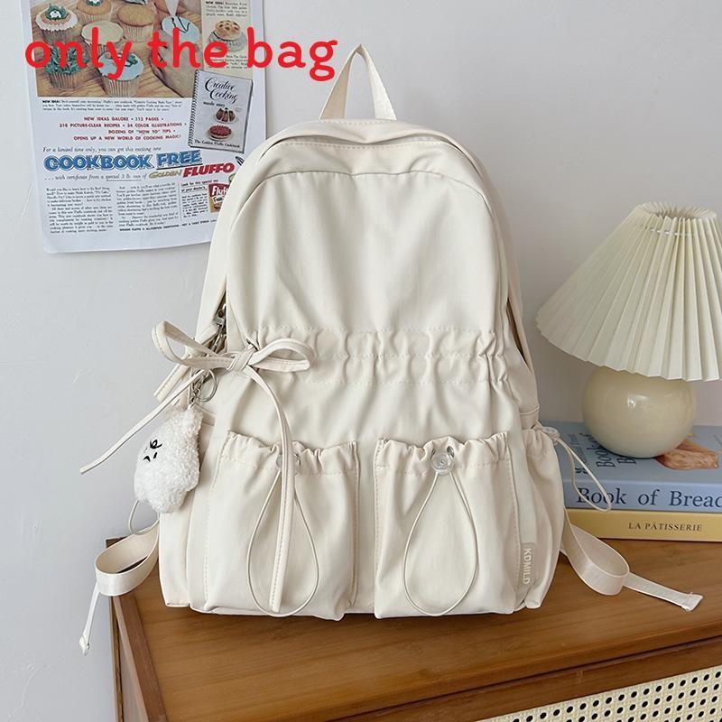 Simple School Backpack With Solid Color And Bow Design Design For Daily Teens