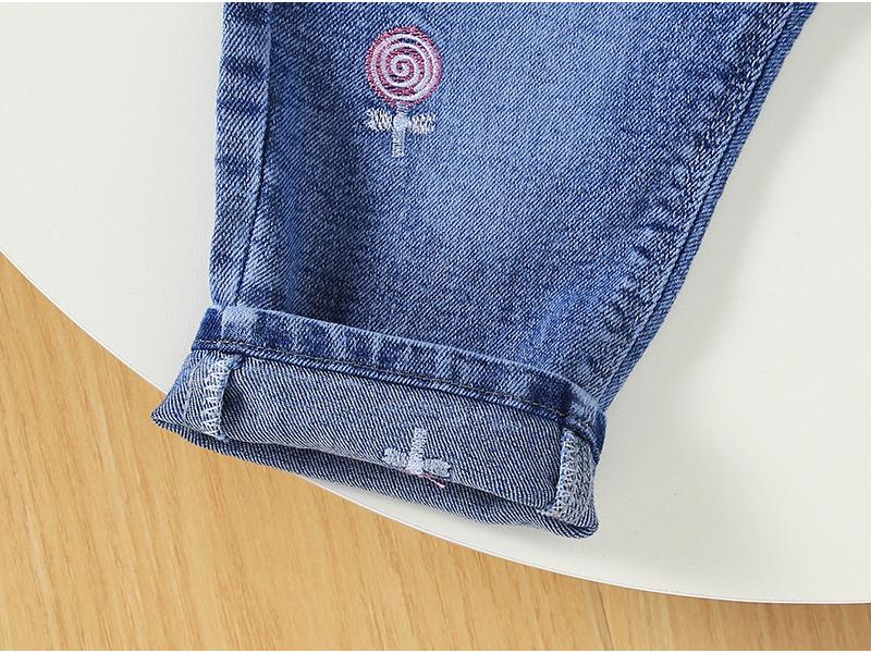 Dziewczęce jasnoniebieskie dżinsy w stylu koreańskim - Modne spodnie długie o luźnym kroju na wiosnę i jesień