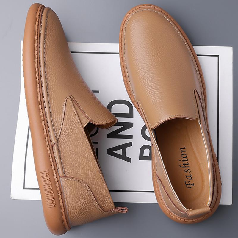 Leather Shoes Men Business Shoes Luxury Brand Loafers Flat Platform Walking Shoes Slip On Black Driving Shoes Male Formal Shoes