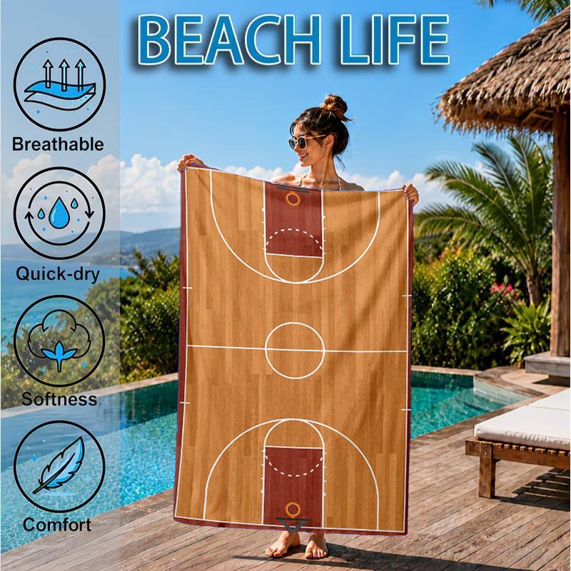 Basketball On Fire And Ice Beach Towel, Microfiber Beach Towel, Perfect For Pool, Beach, Travel, Home Decor Beach Party Fan Gifts