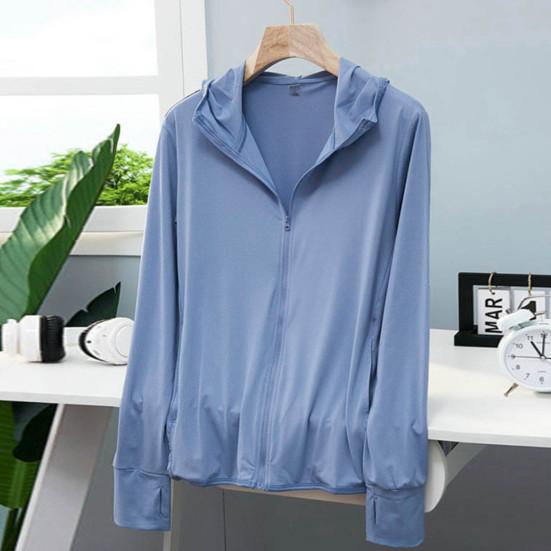 Kadın Güneş Koruma Anti-UV Ceket Bisiklet Açık Uzun Kollu Kapşonlu Fermuar